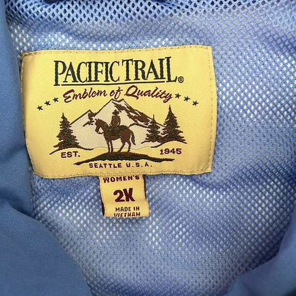 Vintage Pacific Trail Full Zip Hooded Jacket Hood Blue Drawstring Mesh Lined 2X - Picture 2 of 15